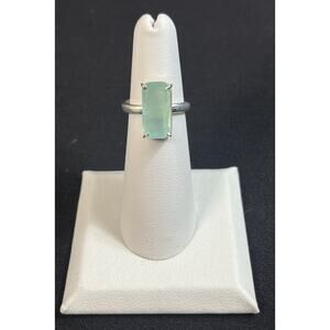 Peruvian Opal Rectangular Ring 950 Sterling Silver Adjustable Handmade Peru NEW